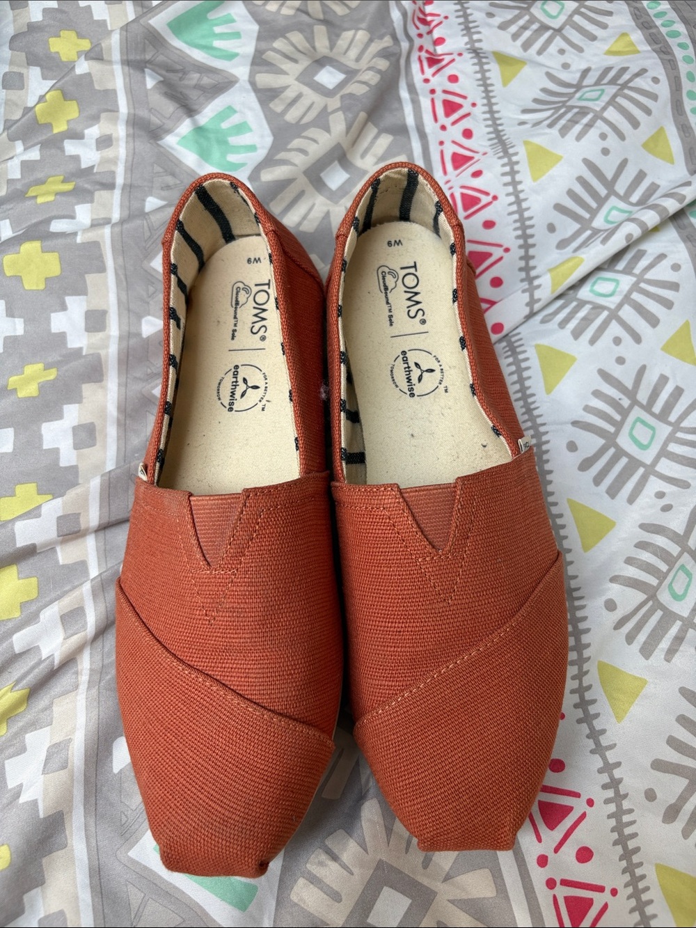 Toms Women's Canvas Slip-Ons in Rust Orange